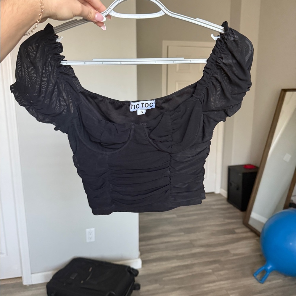 Black Ruched Women's Top